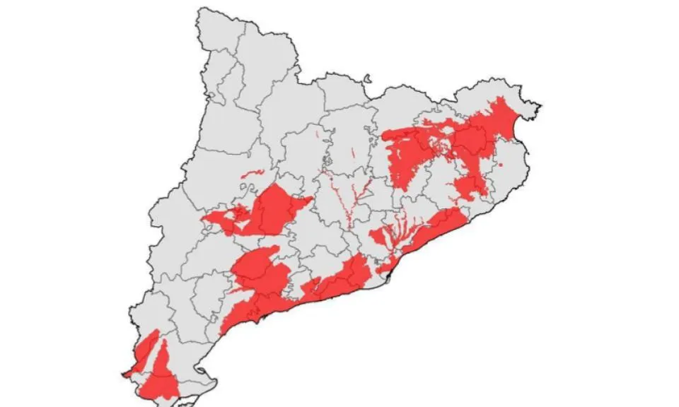 Masses d’aigua en mal estat a causa dels nitrats a les aigües subterrànies (imatge: Agència Catalana de l'Aigua)
