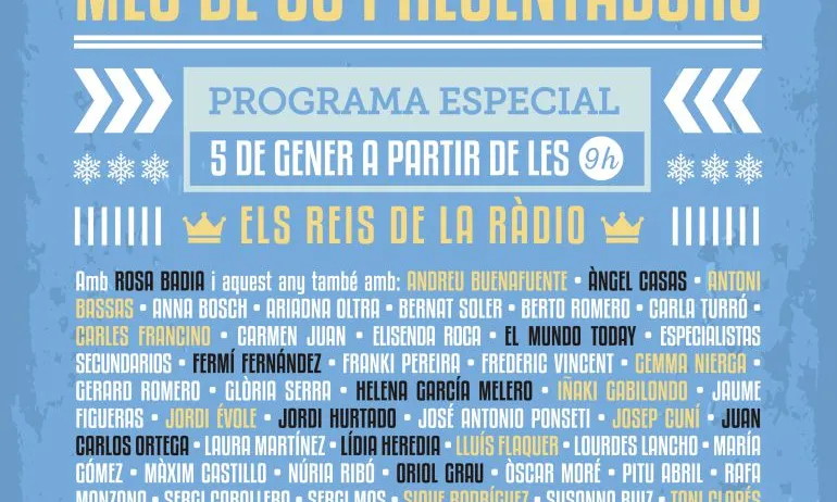  Rosa Badia, Iñaki Gabilondo, Antoni Bassas i Gemma Nierga donaran el tret de sortida a un Cap Nen especial de 20 hores i més de 50 presentadors (Font: cadenaser.com)