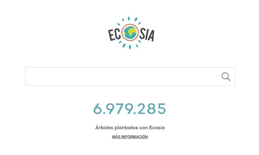 El cercador d'Ecosia és molt senzill d'utilitzar. Simplement heu de cercar el terme i ja sumareu un arbre. 