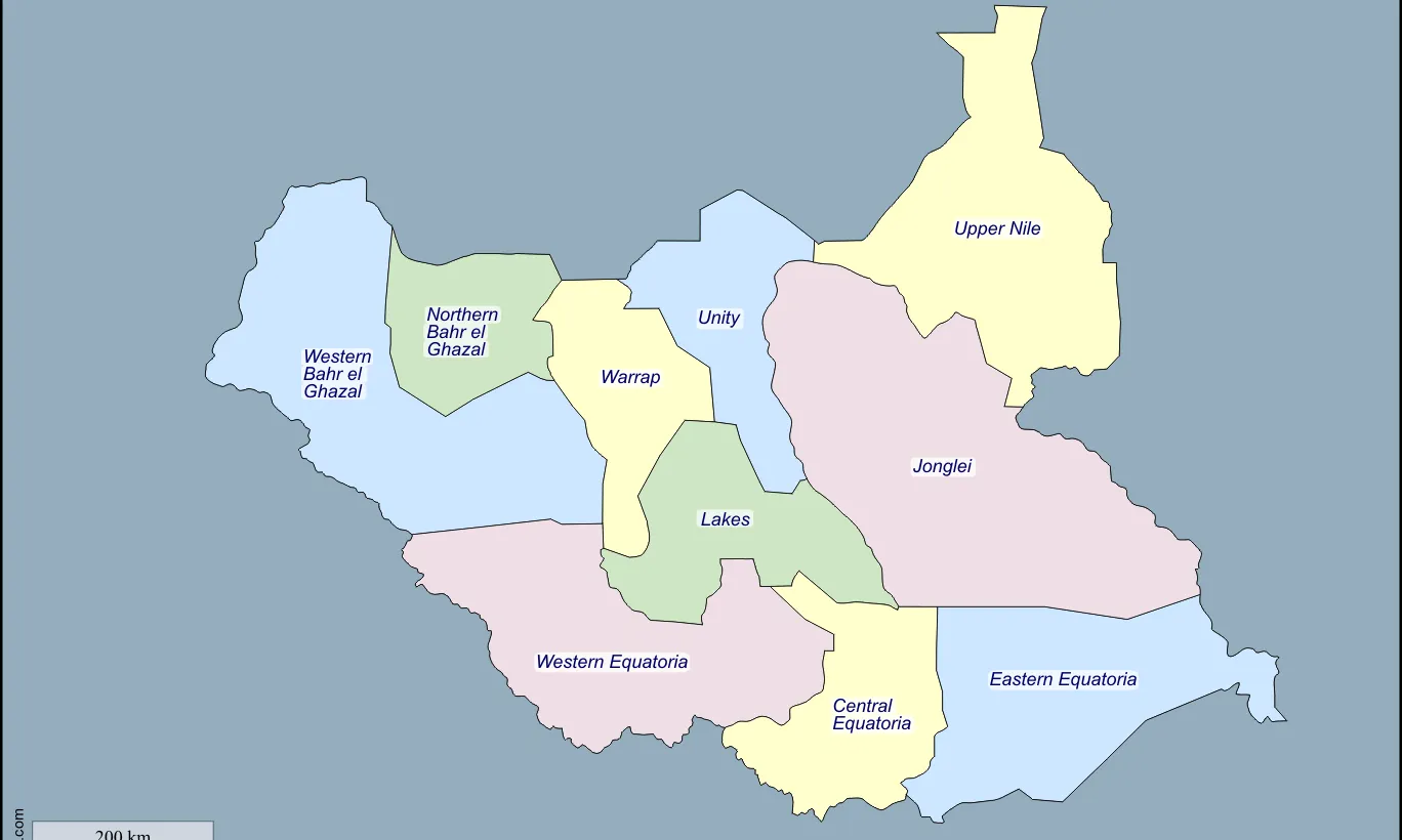Mapa d'Estats a Sudan del Sud. Font: D-maps