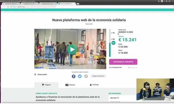 Webinar sobre opcions de finançament. Font: Captura de pantalla del webinar