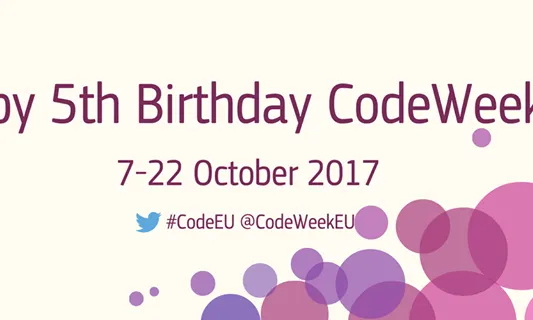 Europe Code Week 2017 tindrà lloc del 7 al 22 d'octubre i celebrarà el seu cinquè aniversari