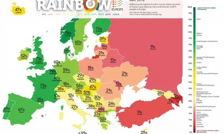 A Rainbow Europe 2018 podeu trobar el rànquing dels països europeus més compromesos amb els drets LGTBI.