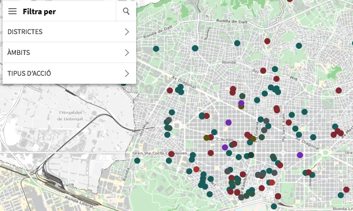 Captura del mapa d'entitats feministes de Barcelona