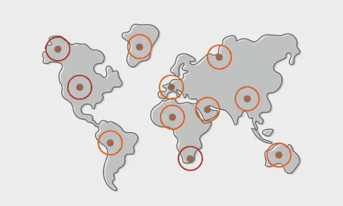 Mapa mundi amb punts assenyalats