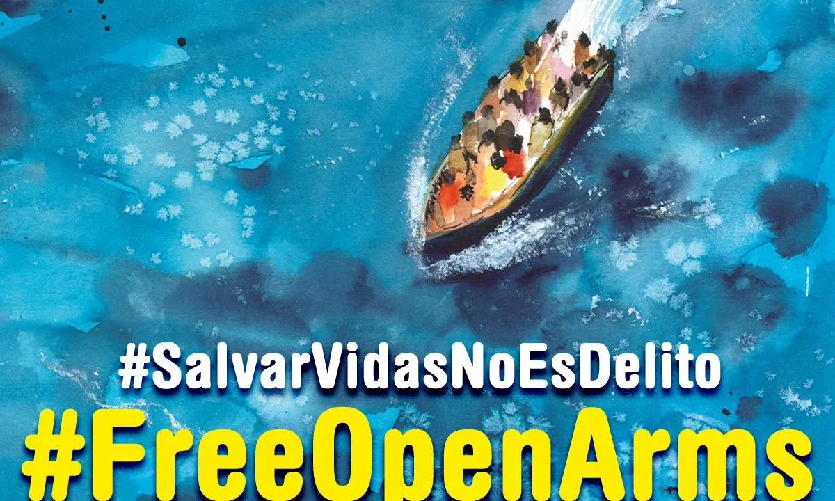 Pel Dia Mundial de les Persones Refugiades, l'entitat col·labora amb Open Arms per fer arribar la visió dels seus voluntaris. Font. Dibuixos per Somriures.