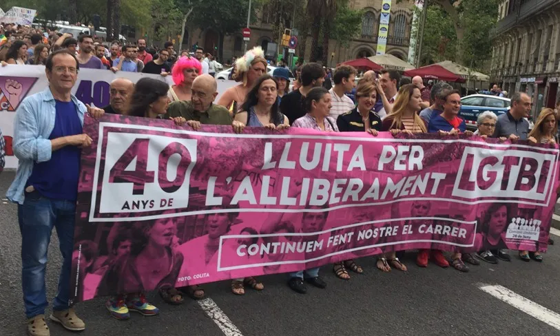El Jordi Samsó, durant la manifestació celebrada amb motiu del 40è aniversari del moviment LGTBI català.