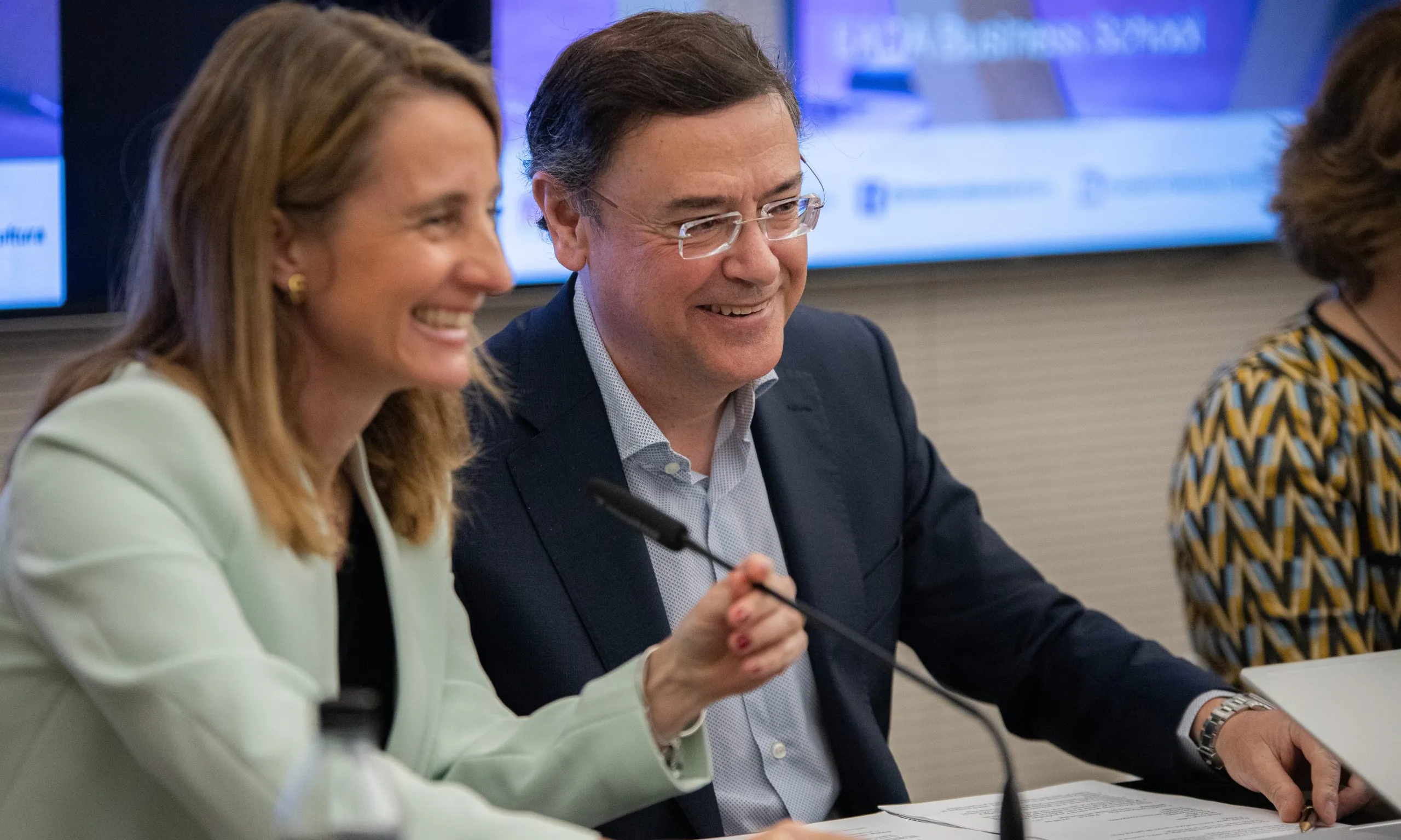 En David Garrofé i la Maite Esteve, directora de la  Fundació Catalunya Cultura, durant l'acte.