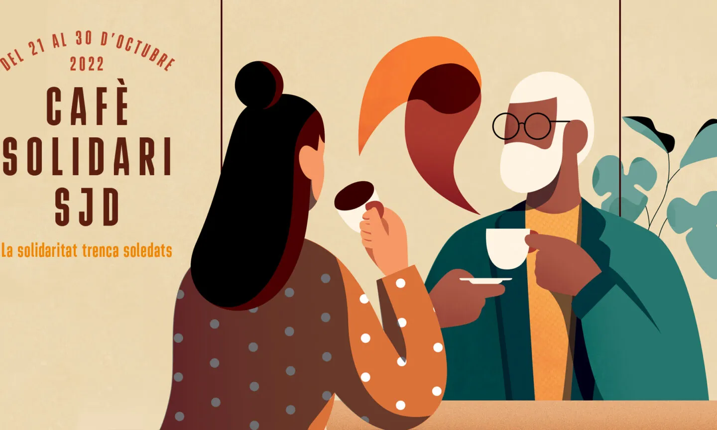 Cartell de la campanya per trencar la solitud, amb la il·lustració de Judit Canela.