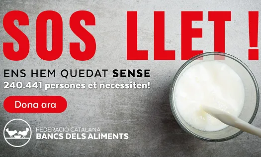 El cartell de la campanya de recollida de fons per poder comprar llet.