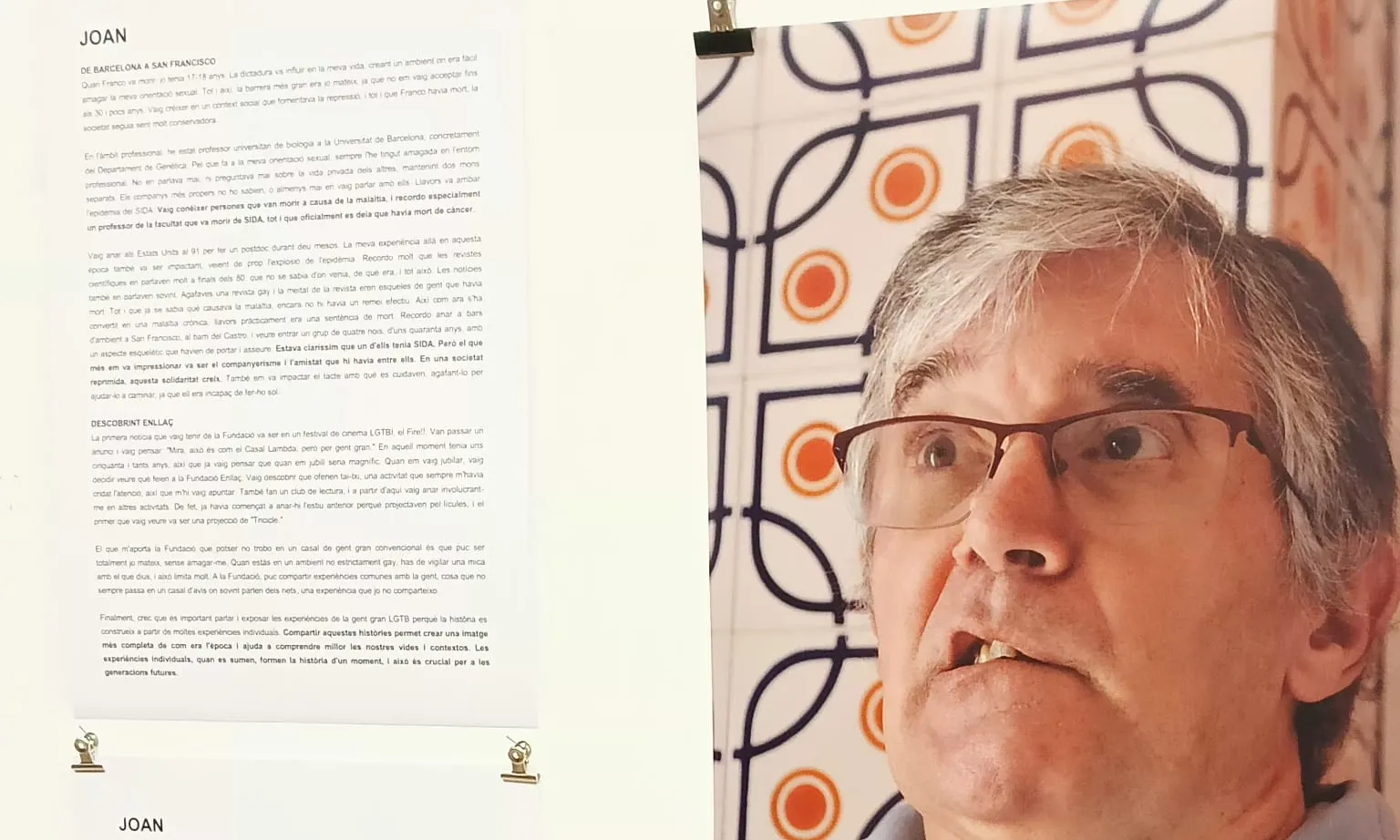En Joan Balañá és usuari de la Fundació Enllaç i és un dels protagonistes de l’exposició fotogràfica ‘Cossos presents'. Font: Fundació Enllaç