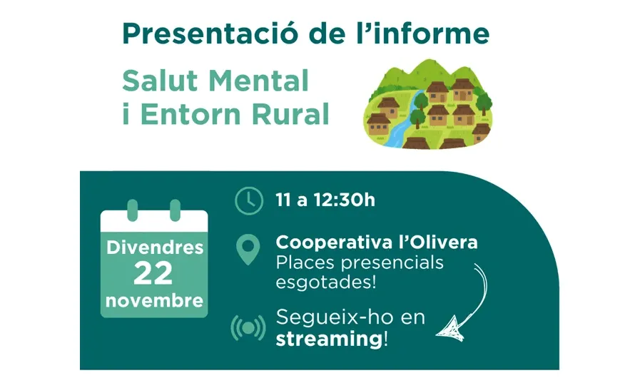 Cartell de l'esdeveniment de presentació de l’informe: ‘Salut mental i entorn rural’