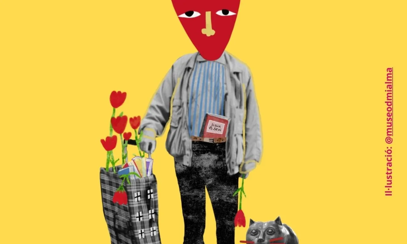 Cartell de Sant Jordi amb imatges que representen el barri del Raval de Barcelona