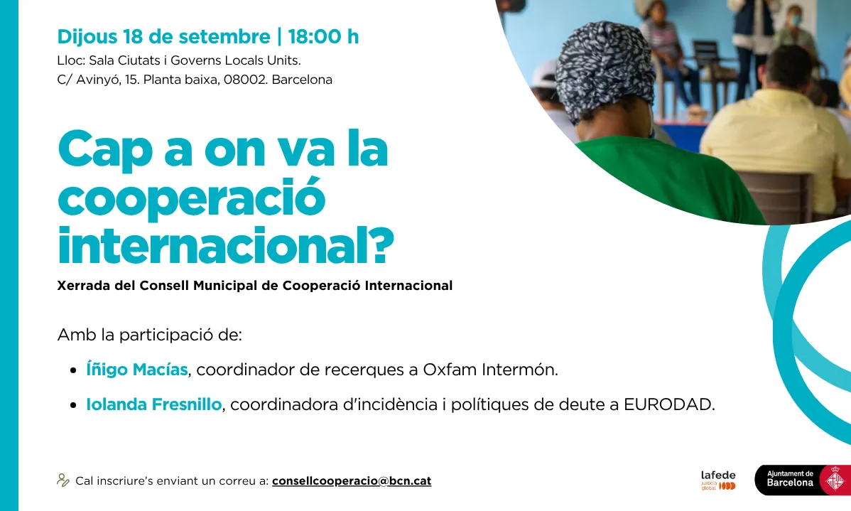 Cartell oficial de la xerrada 'Cap a on va la cooperació internacional?'