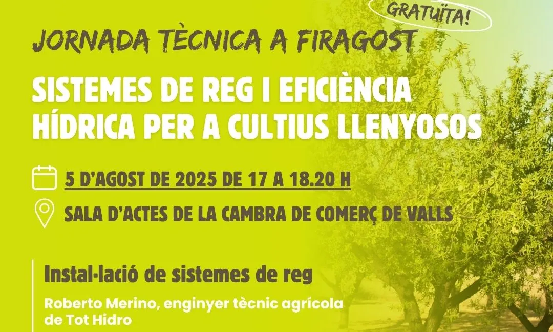 Cartell oficial de la jornada 'Sistemes de reg i eficiència hídrica'.