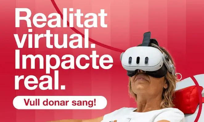 Cartell del Banc de Sang i Teixits anunciant la iniciativa d'ulleres virtuals