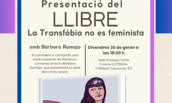 Presentació del llibre ‘La transfòbia no és feminista’. Font: Entenem Santa Coloma LGTBIQA+