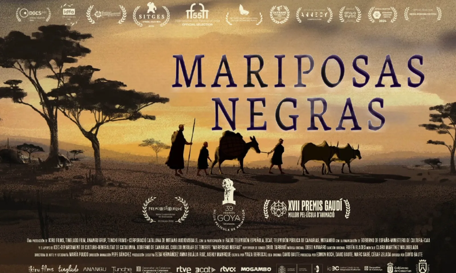 Cartell oficial del film d'animació 'Mariposas negras'.