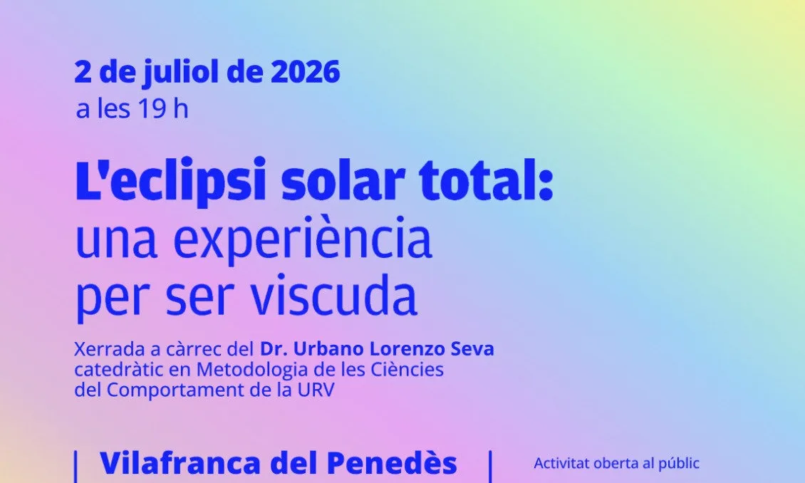 Cartell de la conferència, amb el títol i el nom del ponent.