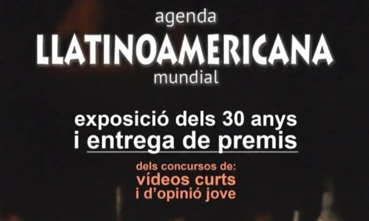 Cartell oficial de l'Exposició dels 30 anys d'Agenda Llatinoamericana Mundial i entrega de premis.