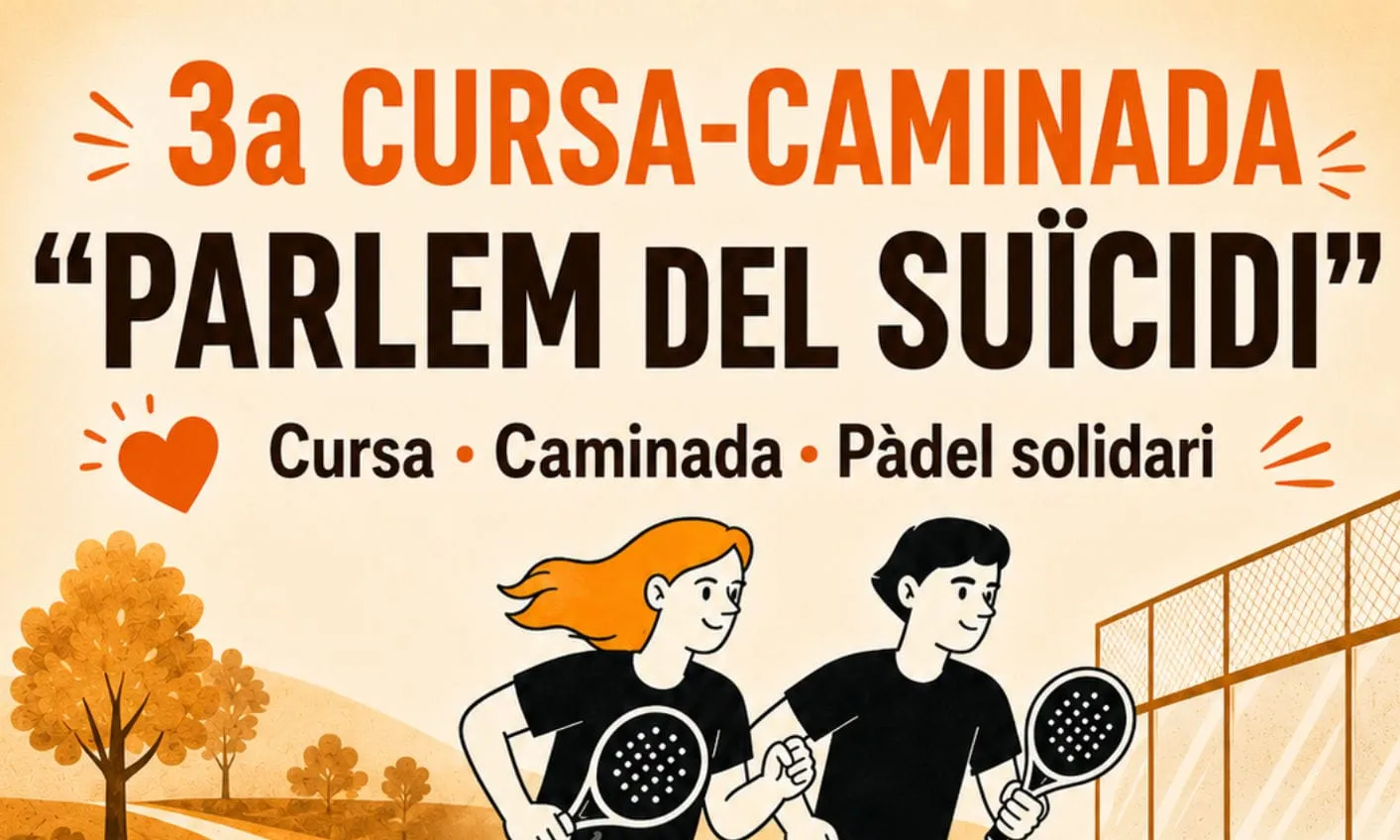 Cartell de la cursa, amb informació sobre la data, l'hora, el lloc, el programa d'activitats i el QR per a les inscripcions.