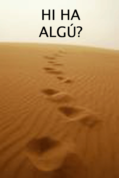 Imatge d'un desert amb la pregunta: "Hi ha algu?" Font: 