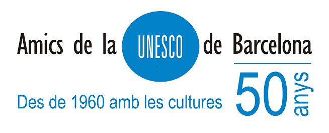 Logotip 50 anys Amics de la Unesco de Barcelona