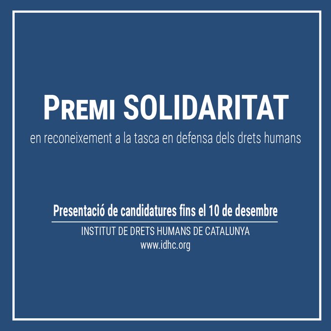 Premi Solidaritat 2021 del IDHC