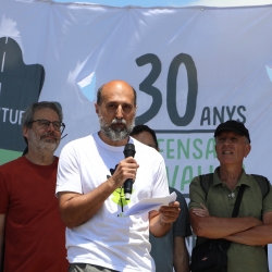 Toni Altaió, portaveu de la Campanya contra el Quart Cinturó, durant la celebració dels trenta anys de la lluita.