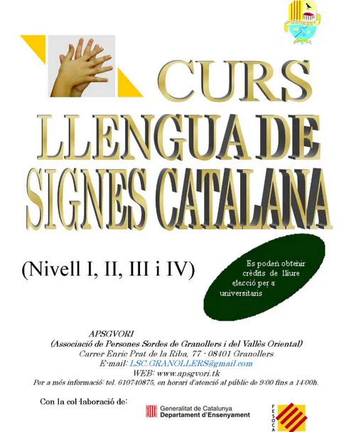 Cartell Cursos de Llengua de Signes Catalana