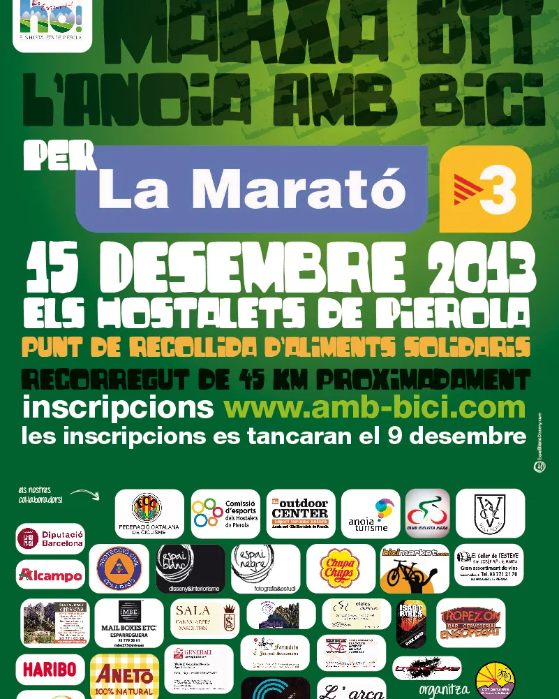 Cartell Pedelada per La Marato. Font: www.elshostaletsdepierola.cat