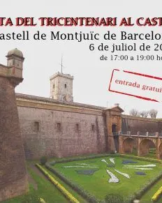 Cartell de la festa amb el Castell de Monjuïc de fons