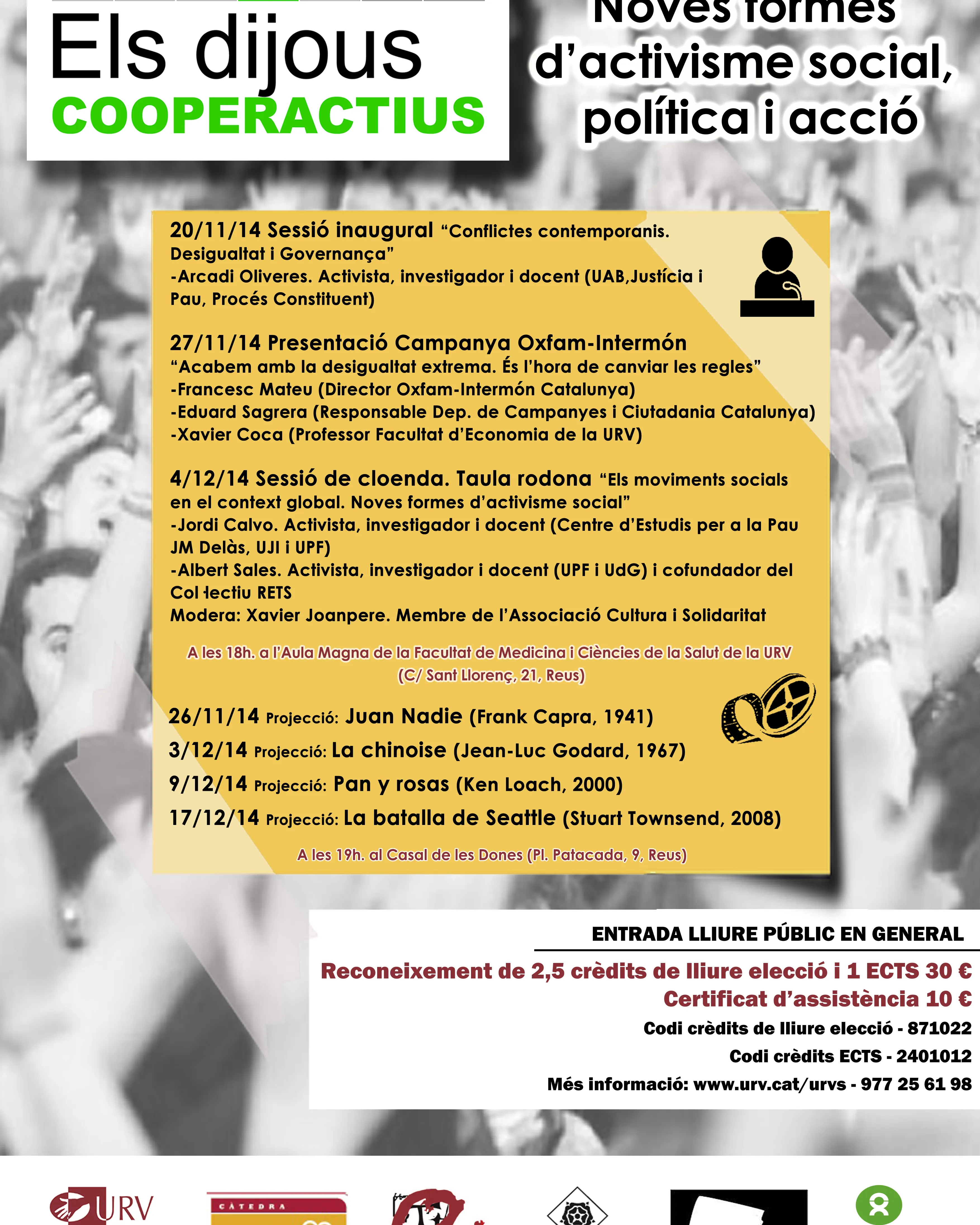 Cartell Dijous Cooperatius a la URV (Font: URV)