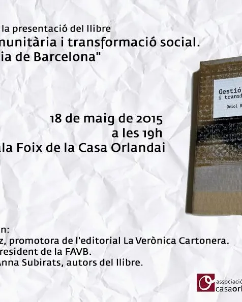 Presentació del llibre cartonero "Gestió comunitària i transformació social. L'experiencia de Barcelona"
