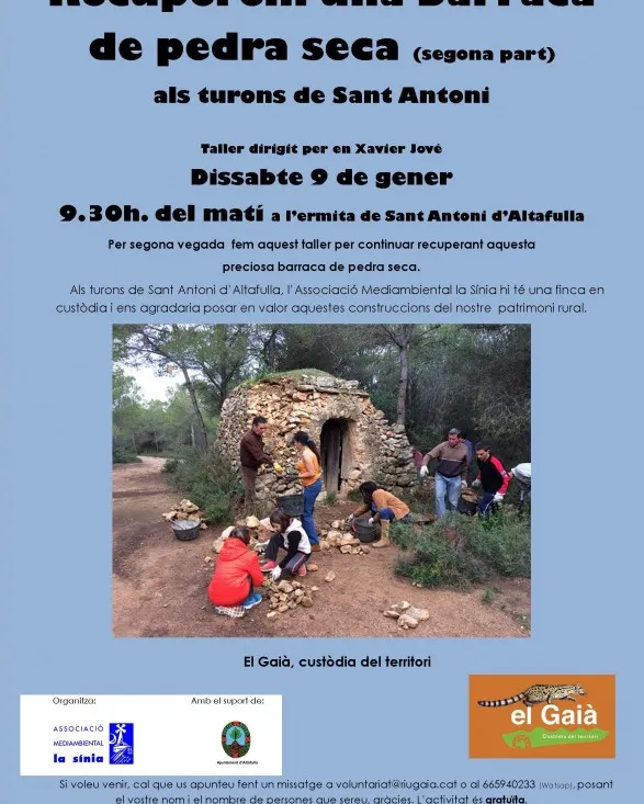 Jornada de Voluntariat per la Recuperació d'una barraca de pedra seca (imatge: riugaia.cat)