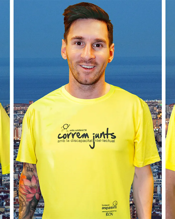 Ana Boadas, Leo Messi i Ramón Pellicer. Font: Correm junts 