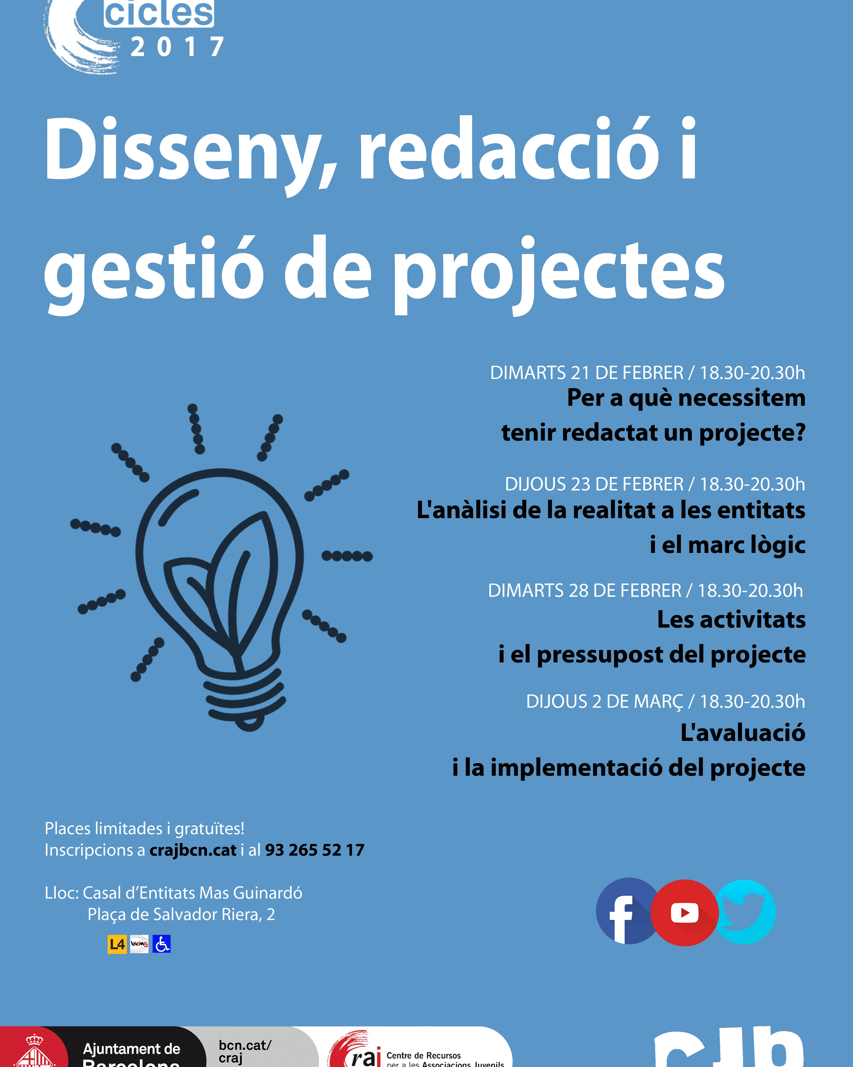 Cicle de disseny, redacció i gestació de projectes 2017, organitzat pel CRAJ