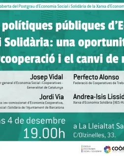 Cartell de l'acte que organitza la Xarxa d'Economia Solidària. Font: XES