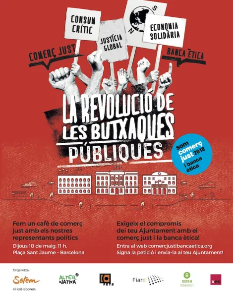 'La revolució de les butxaques públiques' és el lema de la XIX campanya 'Som comerç just i banca ètica'