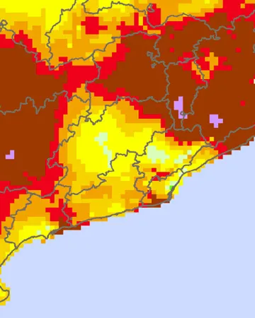 Mapa de la contaminació per ozó a Catalunya