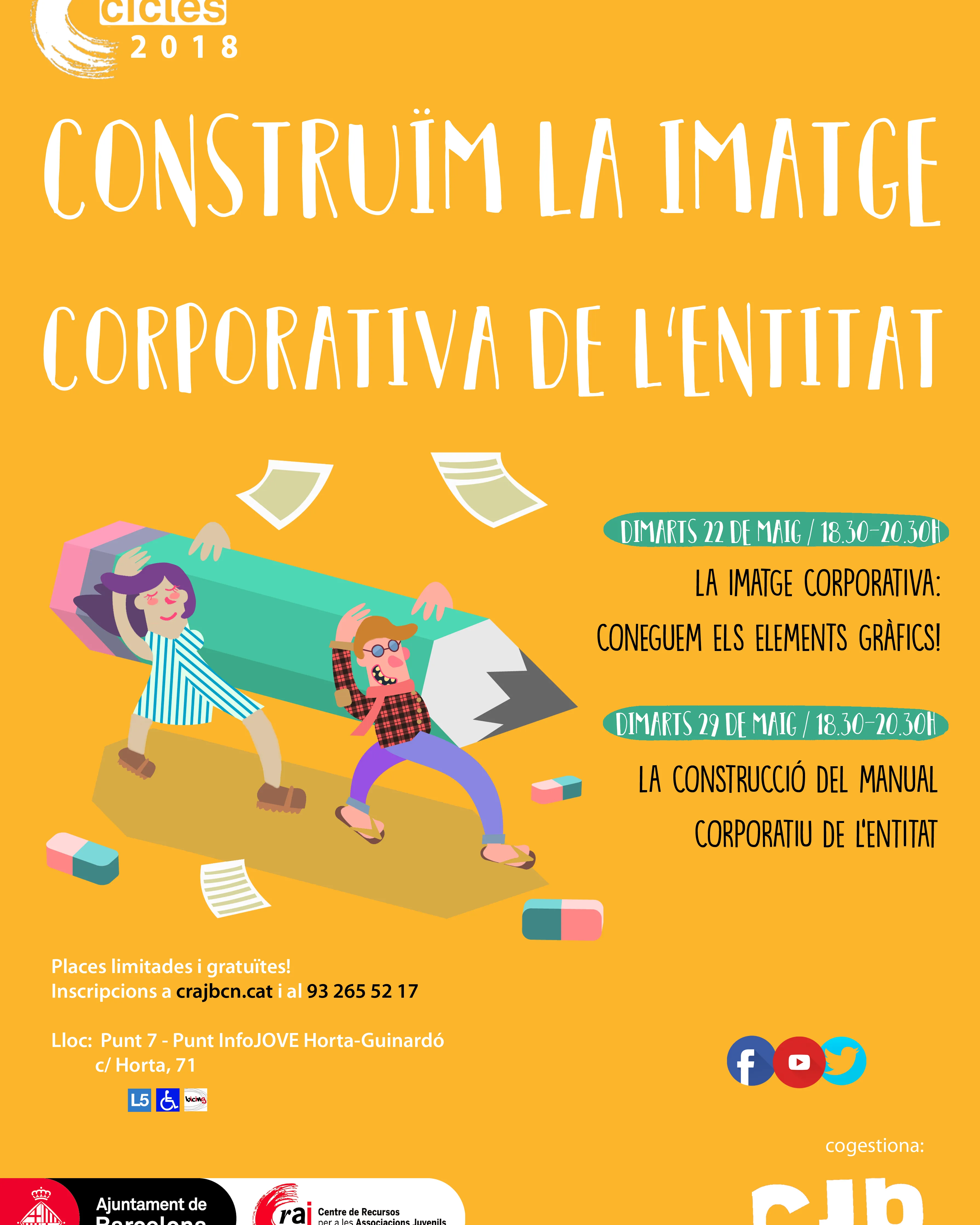 Imatge del cartell del Cicle "Construïm la imatge corporativa de l’entitat"