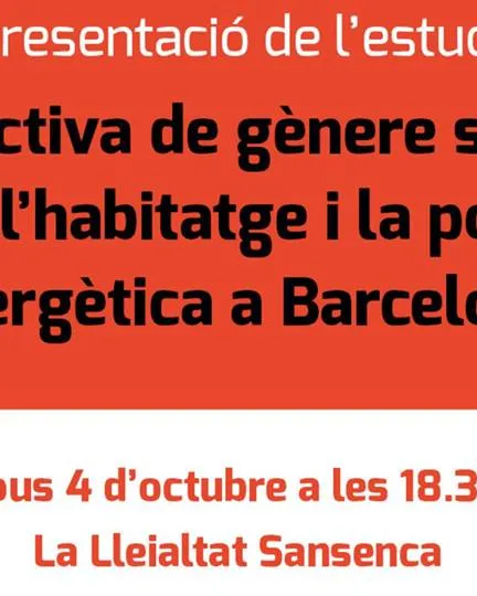 Presentació de l'informe sobre perspectiva de gènere, dret a l'habitatge i pobresa energètica