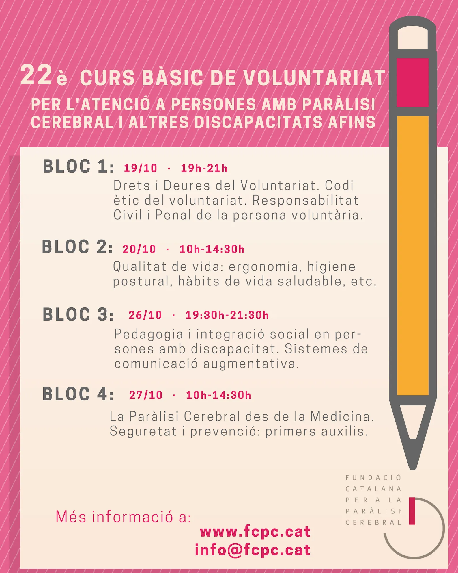 Cartell del 22è Curs bàsic de Voluntariat