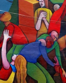 Fotografia d'un mural de cooperació. 