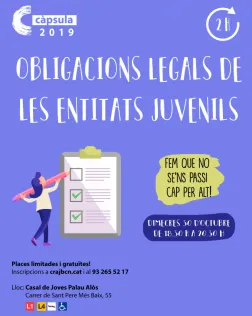 Cartell de la càpsula formativa d'obligacions legals per entitats