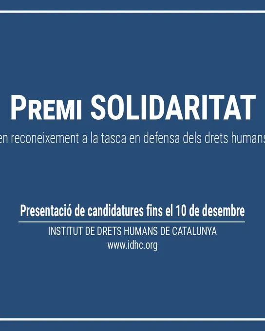 Premi Solidaritat 2021 del IDHC Premi Solidaritat 2021 del IDHC