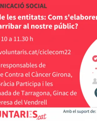 Responsables de comunicació de quatre entitats protagonitzen la quarta i última sessió del tercer Cicle de Comunicació Social organitzat per la Federació Catalana de Voluntariat Social (FCVS). Font: FCVS