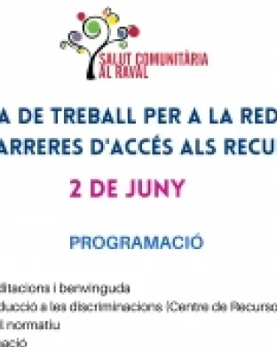 Fragment del cartell oficial de la primera jornada de treball per a la reducció de les barreres d'accés als recursos. Font: Tot Raval