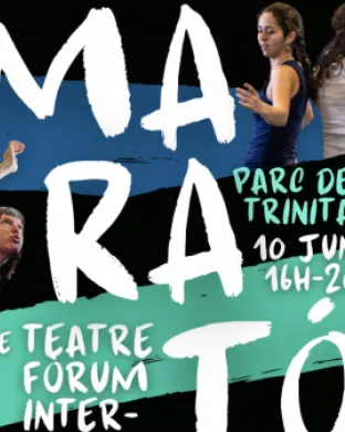 Fragment del cartell oficial de l'edició 2023 de la Marató de Teatre Fòrum Intercultural. Font: La Xixa