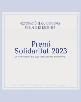Cartell del Premi. Font: Institut de Drets Humans de Catalunya (IDHC)